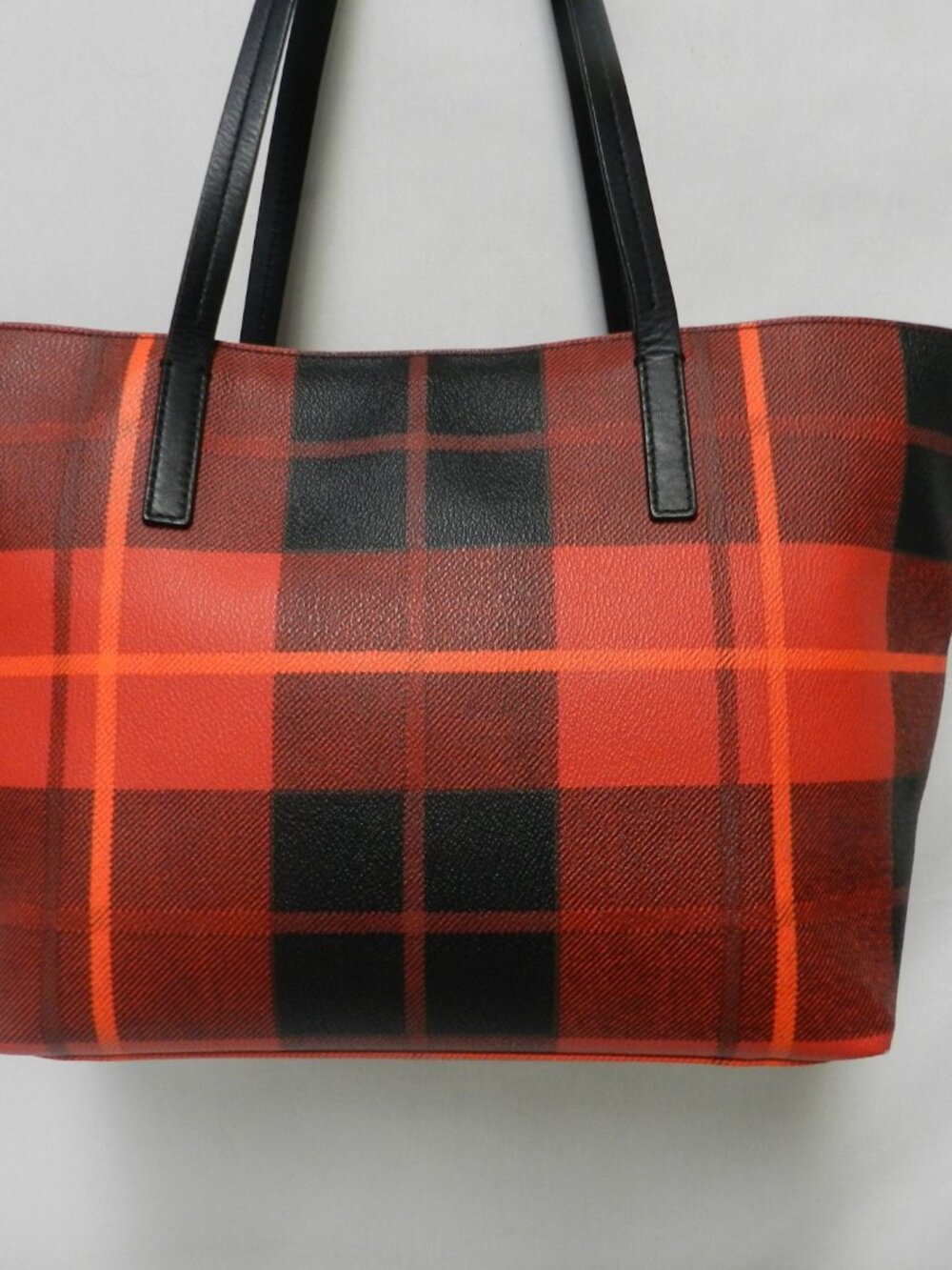 Kate Spade Hawthorne Lane red plaid tartan shoulder tote bag purse Coated Canvas - Picture 10 of 15